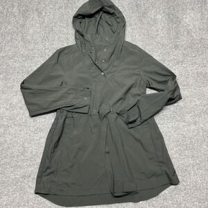 Nau Coat Womens Small Hooded Anorak Snap Front Drawstring Waist Casual